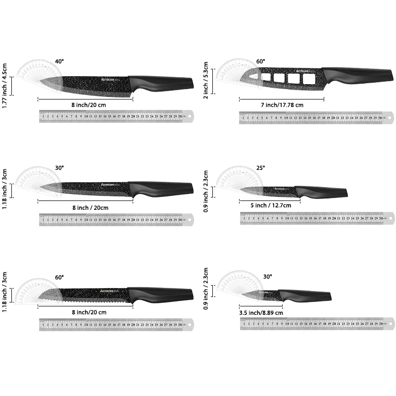 6PCS/ Astercook Knife Set, star Kitchen Knives Sets with Blade Guards, Dishwasher Safe, German High Carbon Stainless Steel