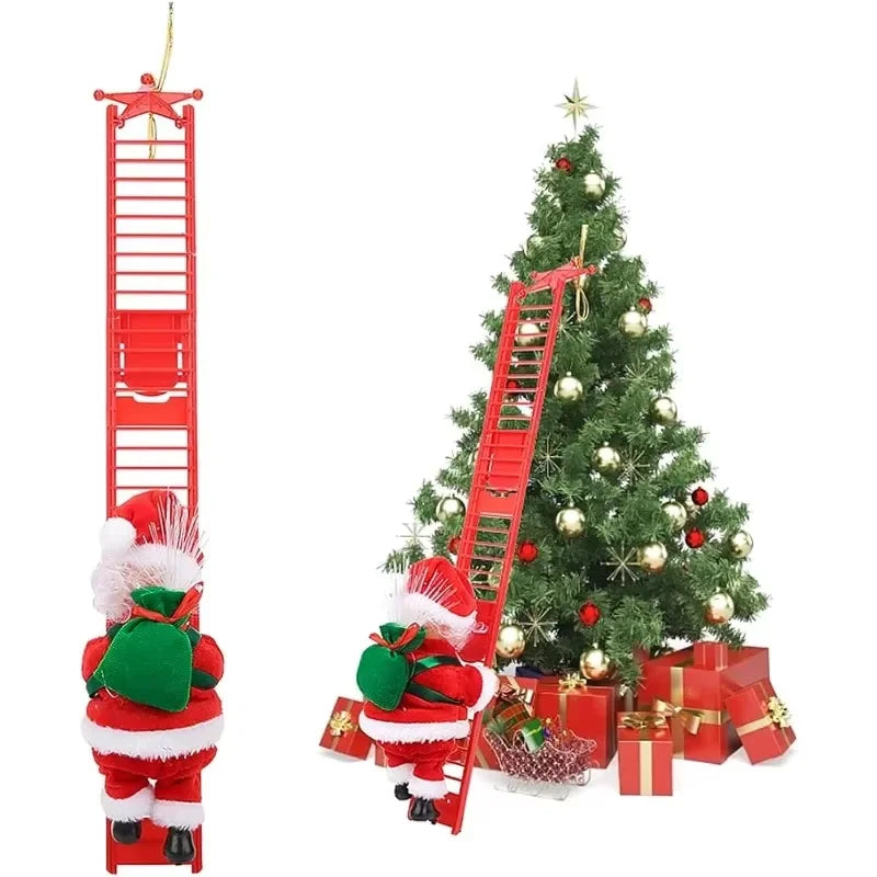 Santa Claus Doll Climbing Ladder with Music Christmas Tree Ornaments Decorations for Home 2025 Navidad New Year Kids Gift