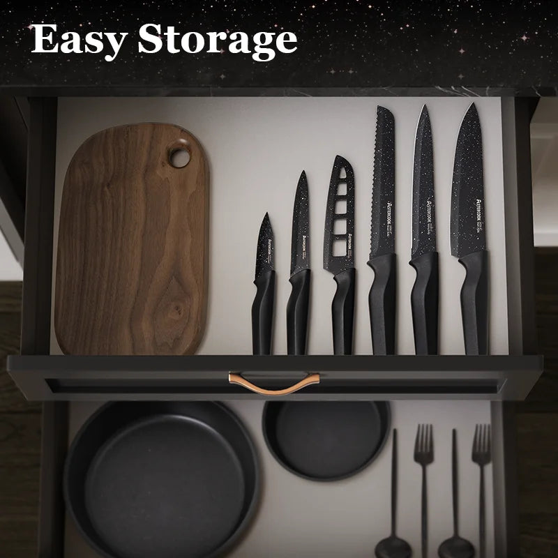 6PCS/ Astercook Knife Set, star Kitchen Knives Sets with Blade Guards, Dishwasher Safe, German High Carbon Stainless Steel