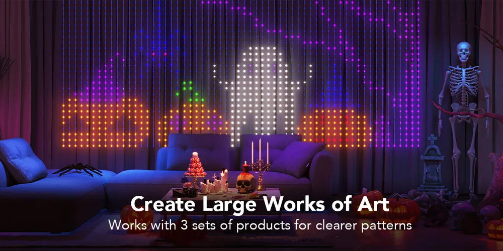 400-800 LED RGB Smart Curtain Lights with Music,App Controls and Remote,LED Party Lights for Christmas and Halloween Decor