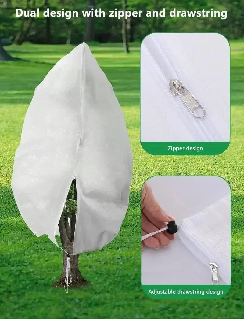 Winter Plant Cover with Drawstring Zip Multi-size Tree Cold Protection Bag Shrub Frost Protecting Bag Plant Against Cold Covers