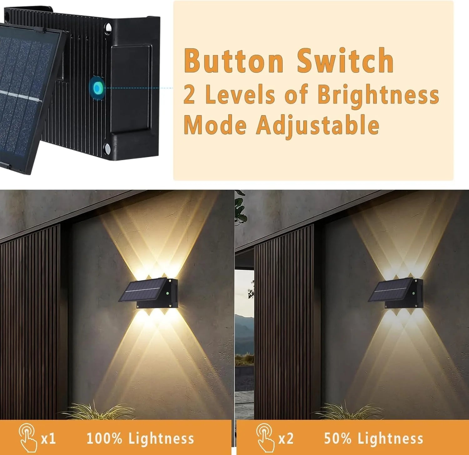 Solar Wall Light Outdoor - Up Down Light, Waterproof Solar Wall Washing Lights Outdoor,Aluminum Housing for Yard Deck Garden