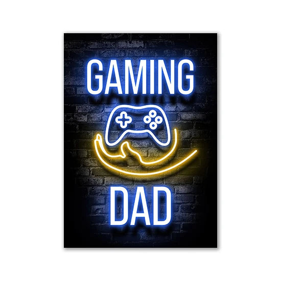 Motivational Neon Effect Game Slogan Pictures Flat Printed on Canvas Wall Posters and Paintings for Game Room Decor Gamers’ Gift