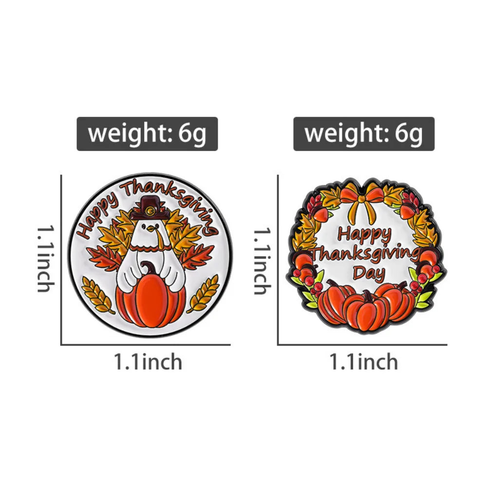 Thanksgiving Cartoon Pumpkin Enamel Pins Happy Thanksgiving Clothing Accessories Metal Badge Brooch Gift For Children Friends