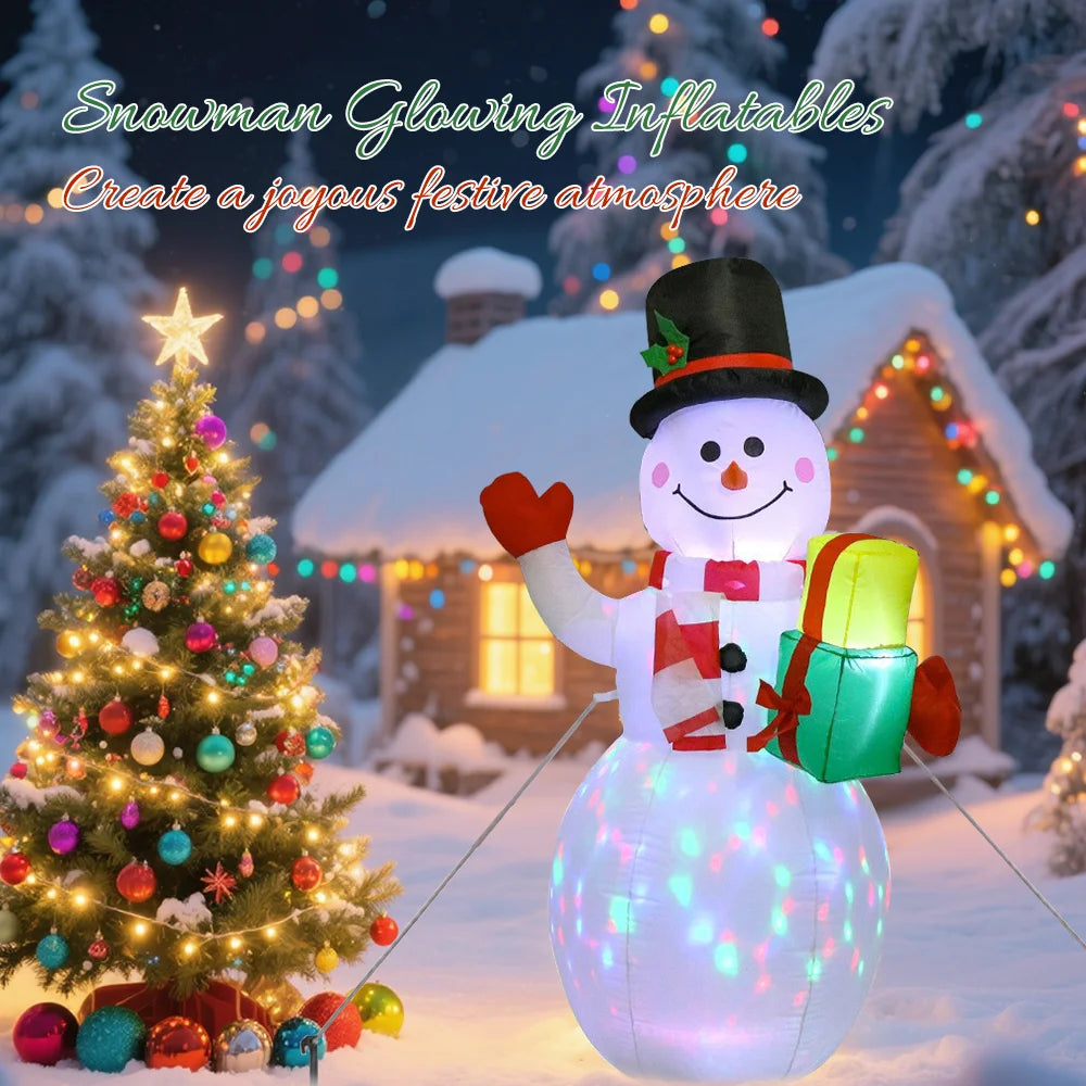 1.5M Christmas Inflatable Santa Claus And Snowman Built-in LED Lights Indoor And Outdoor Inflatable Party Garden Decoration
