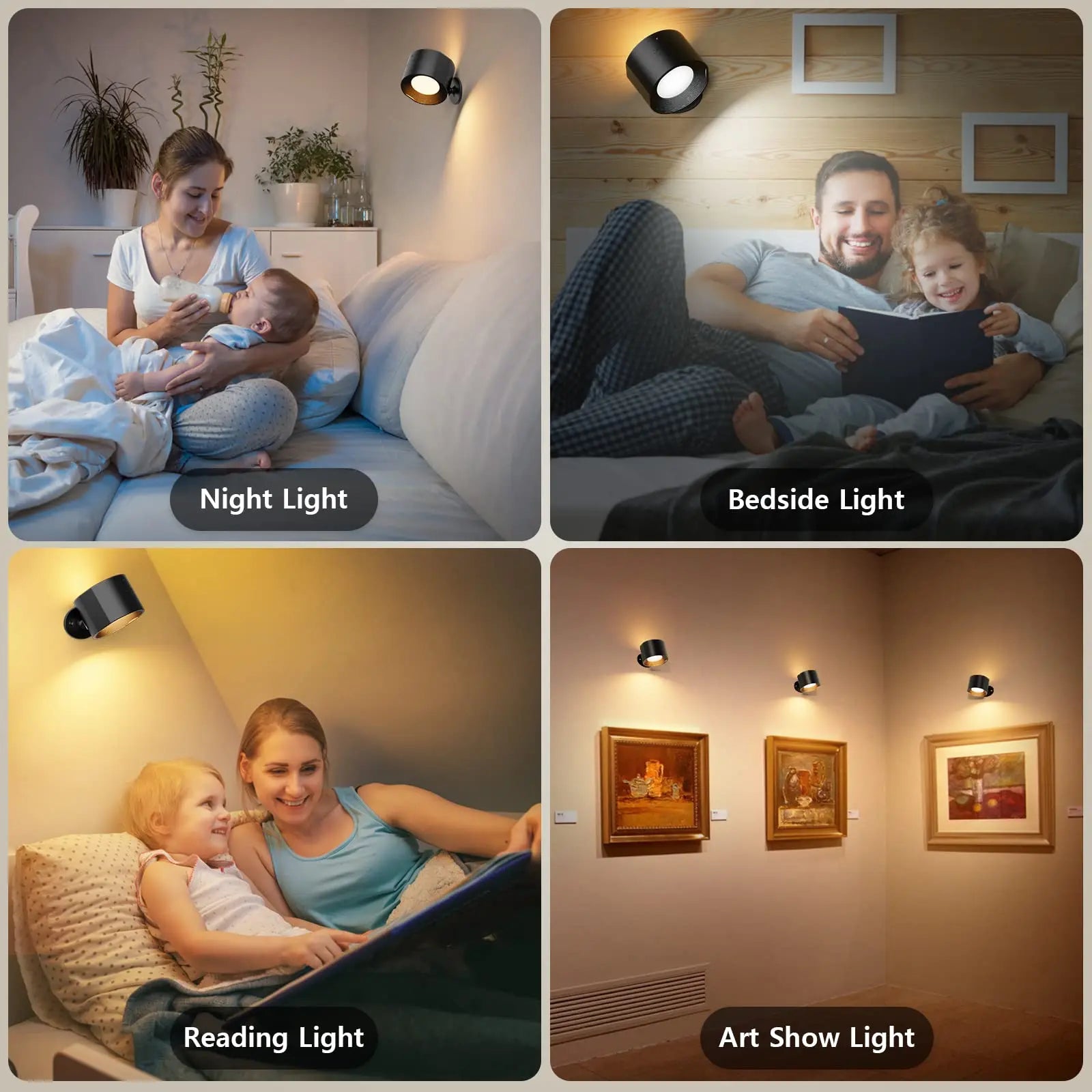 Led 2 in 1 Wall Lights Touch Control 2000mah Battery Usb Recharge 360° Rotatable Wireless Portable  Bedroom Reading Night Lamp