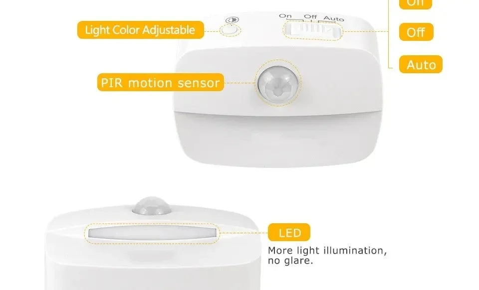 Mini LED Night Light PIR Motion Sensor Lamp 3 Modes Night Lamp Bedroom Bedside Lights EU Plug For Closet Corridor Bathroom