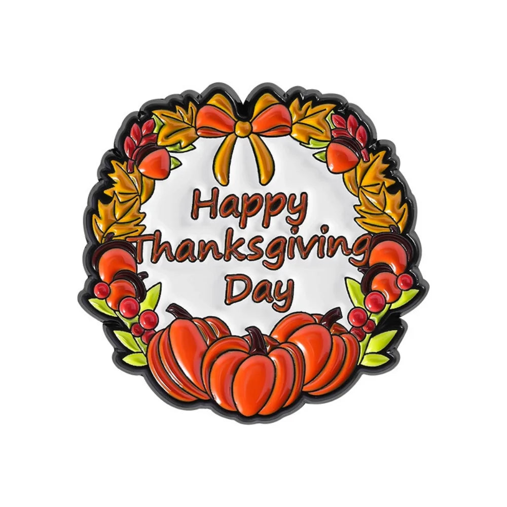 Thanksgiving Cartoon Pumpkin Enamel Pins Happy Thanksgiving Clothing Accessories Metal Badge Brooch Gift For Children Friends