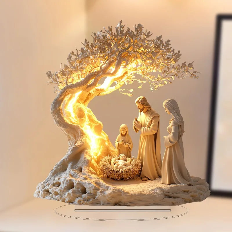 1PCS Acrylic Nativity Scene Desktop Decor - Christmas Home Decoration for Living Room Tabletop Acrylic signboard inserts