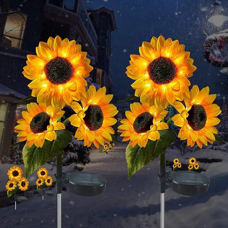 1pc Solar Sunflower Lights 3 Heads 1 Head Garden Stake Outdoor Decorative Waterproof LED Landscape Lights for Patio Garden Yard