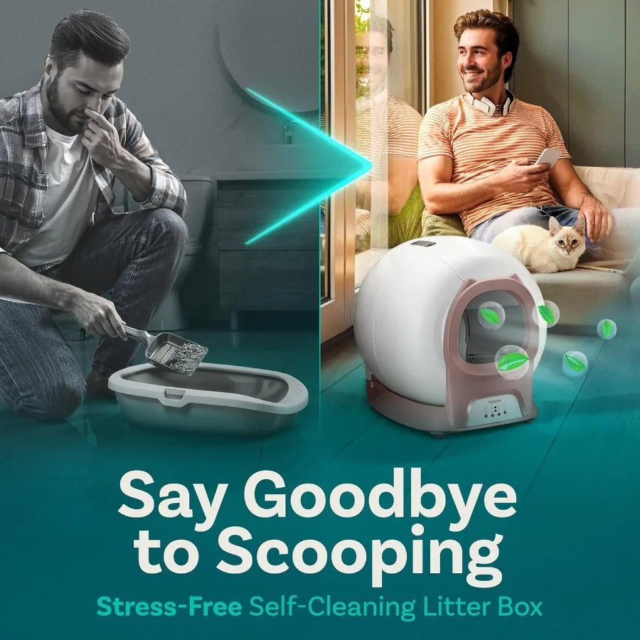 Self Cleaning Litter Box with Auto Safety Sensors for Multiple Cats Automatic Cat Litter Box SelfCleaning Covered Odor Removal