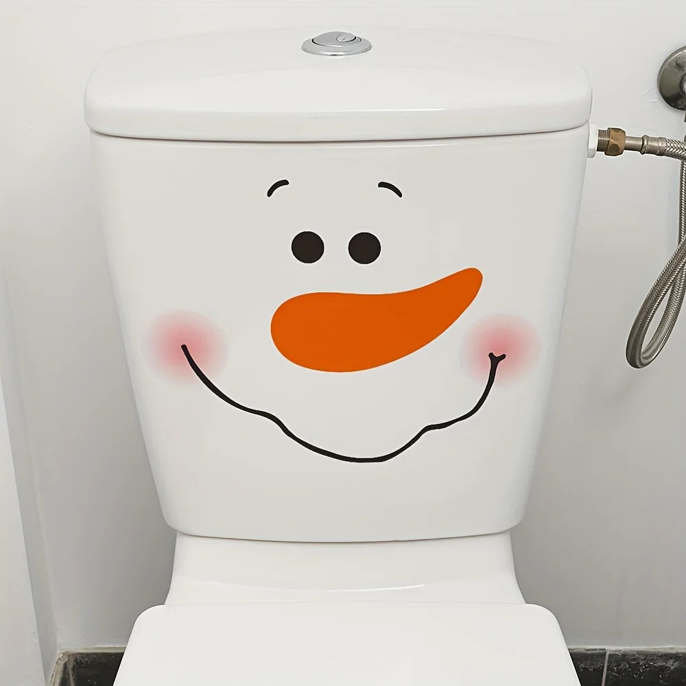 1pc Christmas Snowman Toilet Lid Decal - Waterproof, Removable PVC Sticker with Cheerful Smiling Snowman Design