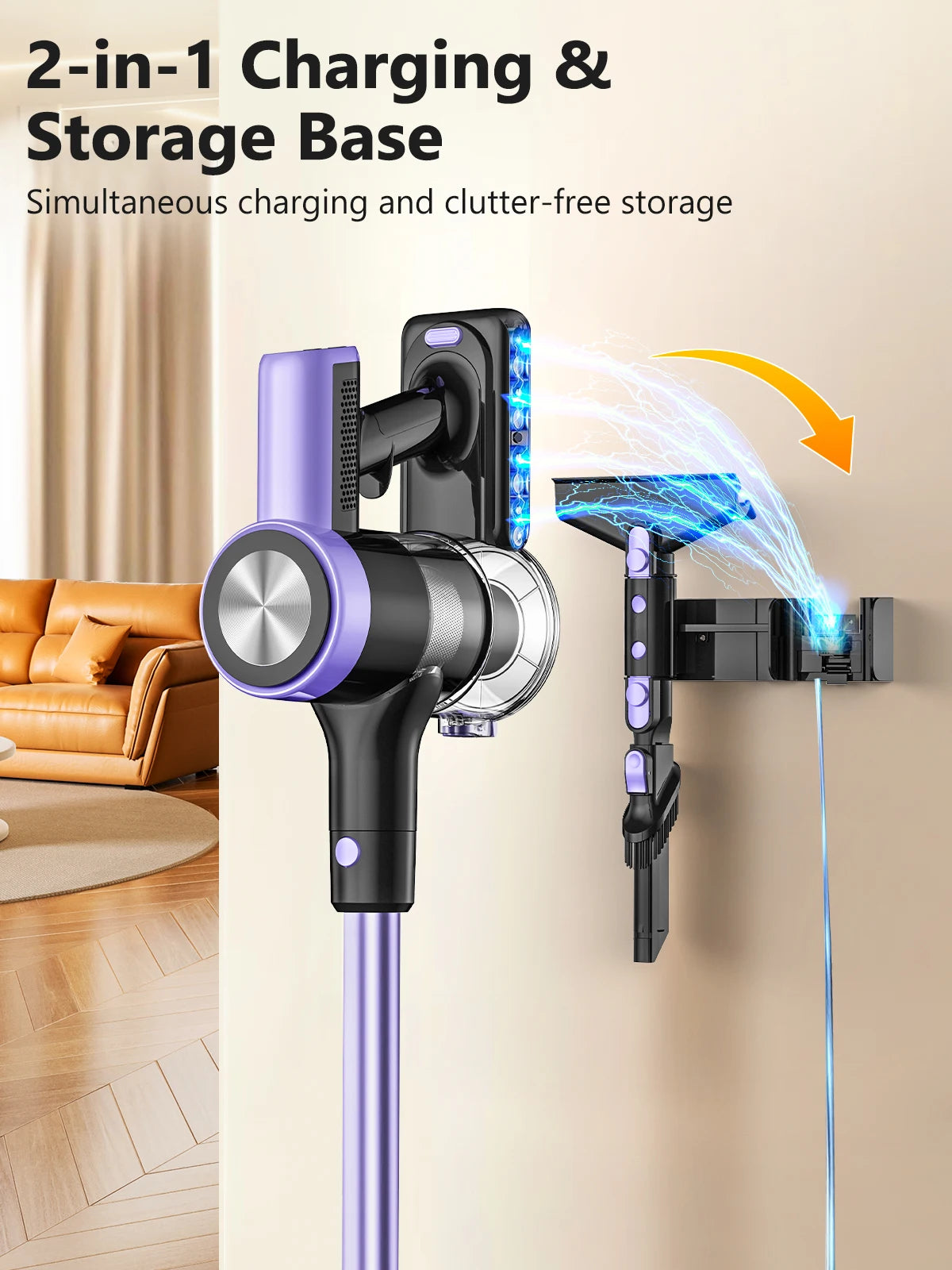 500W/46KPA Self-Standing Cordless Vacuum Cleaner,60 Mins Handheld Vacuum Cleaners,Smart LED Screen Vacuum for Carpet/Pet Hair