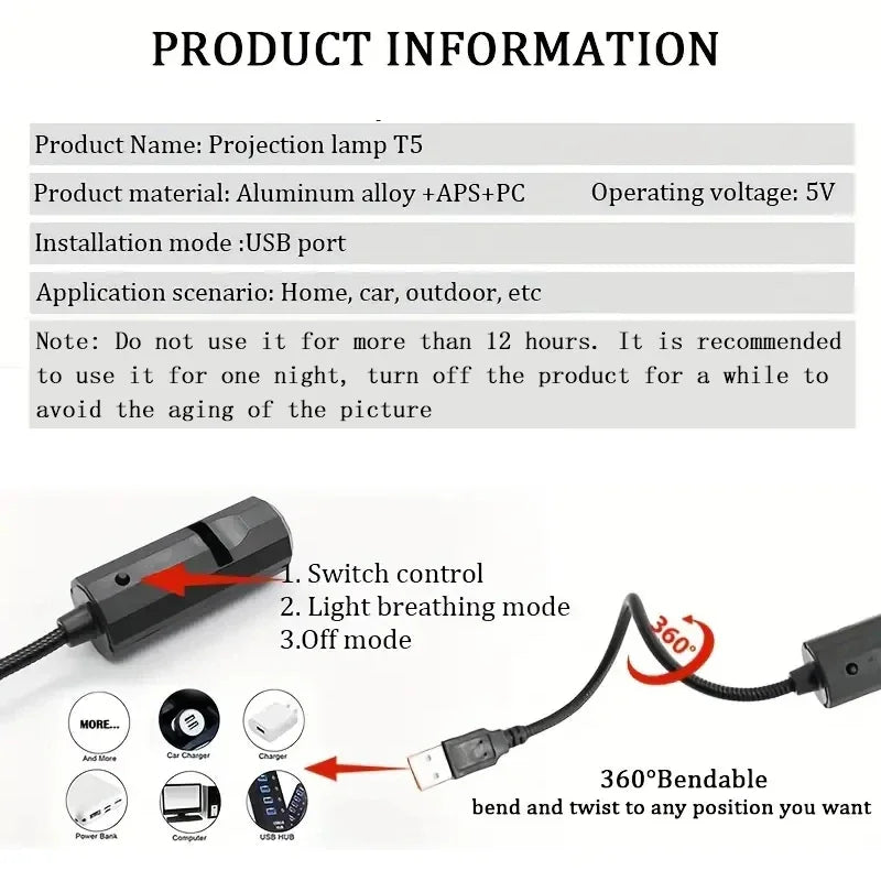 1 Projector Light Moon lamp, LED lamp, blue planet, Rechargeable Moon Star Projection Light Can Rotate Night Light