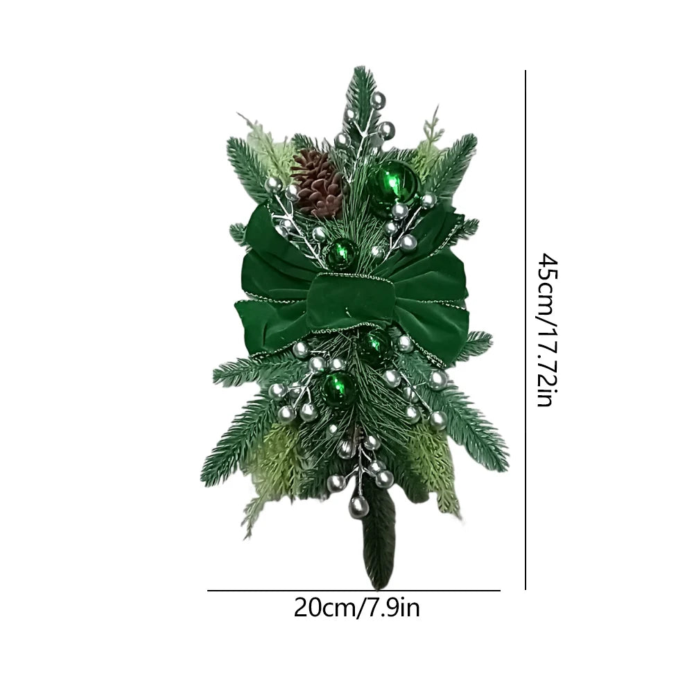 Without/with Light Christmas Wreath Centerpiece Decoration Round Holiday Wall Door Hanging Ornament Swag Trim Garland Home Decor