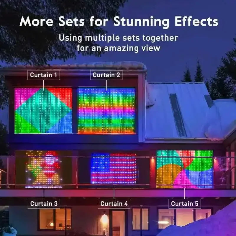 DIY Christmas Party DC5V WS2812 Fairy Lights USB Curtain Led String RGBIC Led String Light Decor Smart Bluetooth APP Control