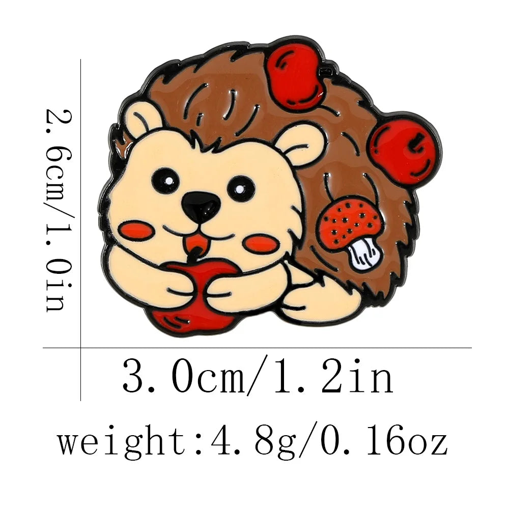 Cute Cartoon Thanksgiving Enamel Brooch Creative Animal Hedgehog Pumpkin Turkey Lapel Pin Badge Backpack Clothing Accessories