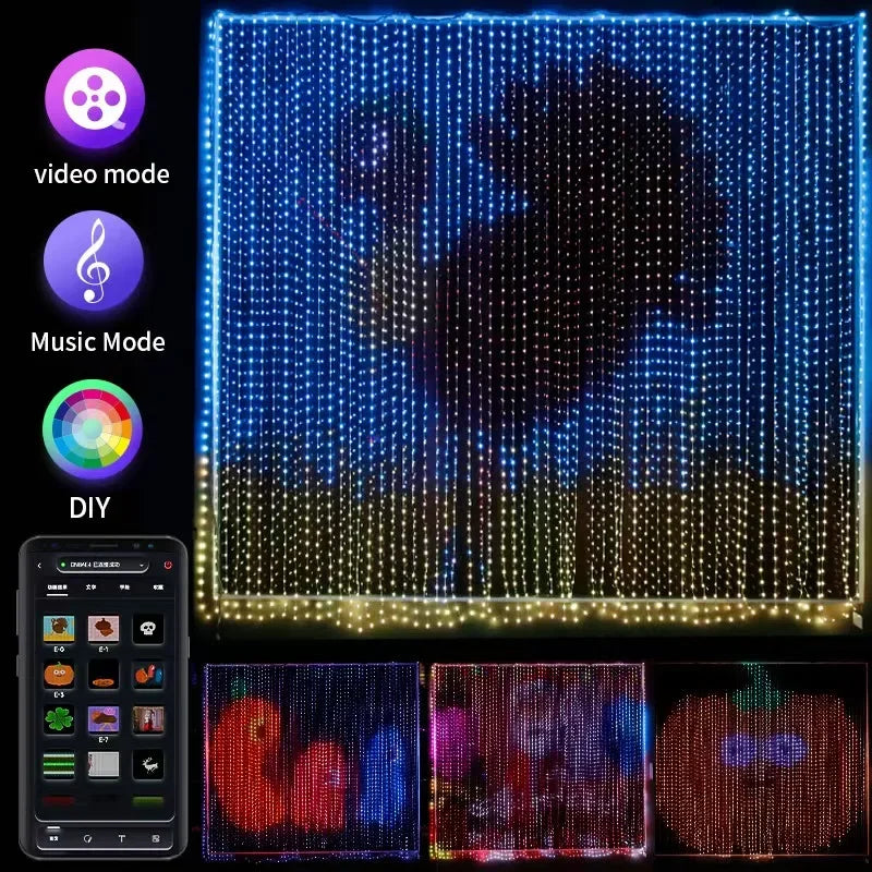 USB DC5V WS2812B Smart Led String Christmas Lights Bluetooth Music App Control RGBIC Curtain LED Addressable Party Decoration