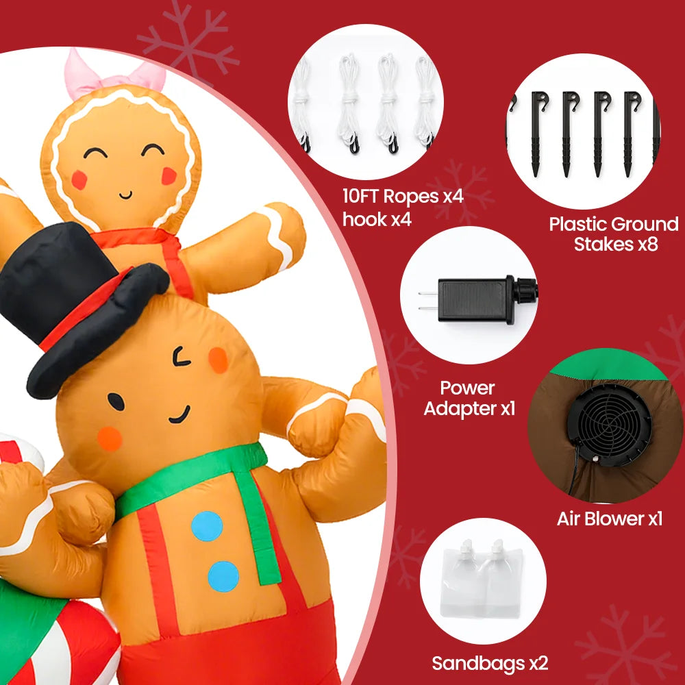 8FT Christmas Inflatables Outdoor Decorations, Blow Up Yard Decoration(Gingerbread Man & Christmas Tree)