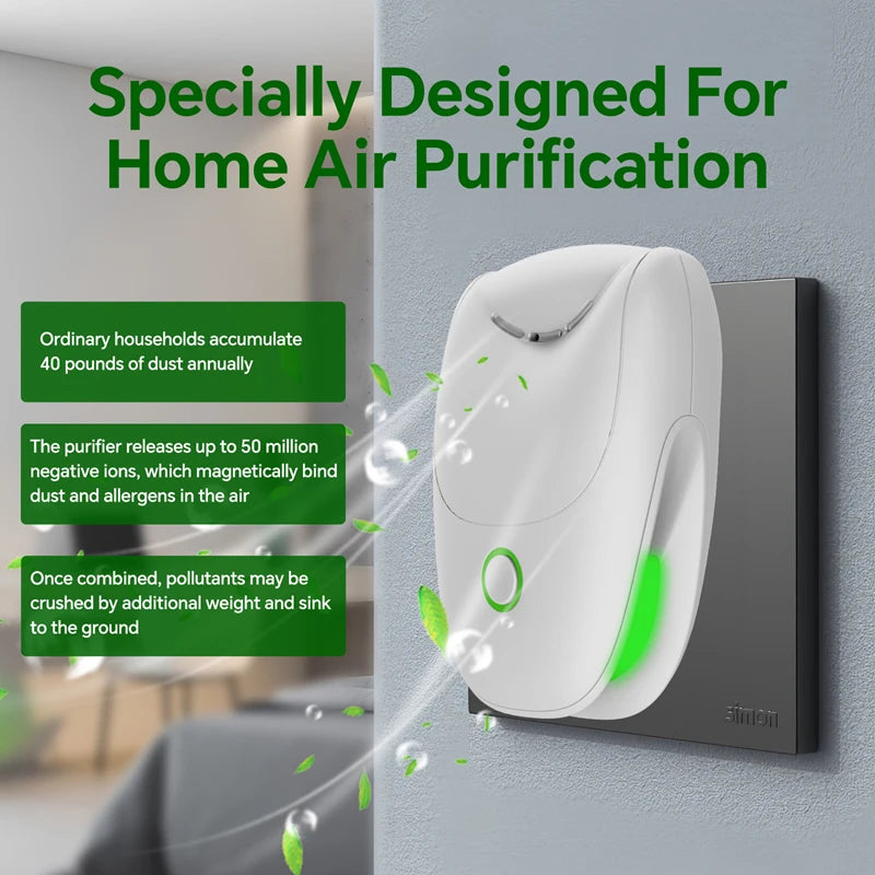 Compact USB Plug Play Negative Ion Air Purifier Intelligent Eliminates Odors Smoke And Formaldehyde Purifies For Room