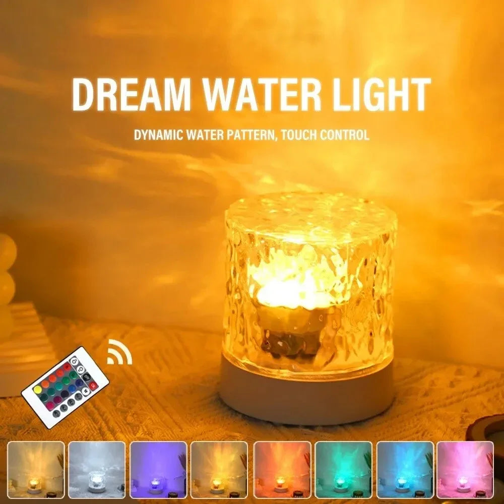 Water Ripples Lights Lamp Ocean Water Projector Light Luminorthe lumena Lights Bedroom Decor 16 Colors Rotating Flame Nightlight