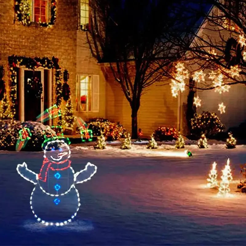 Animated LED Snowman Ornament with Glitter Light for Christmas and Holiday Party Winter Garden Yard Outdoor Decor
