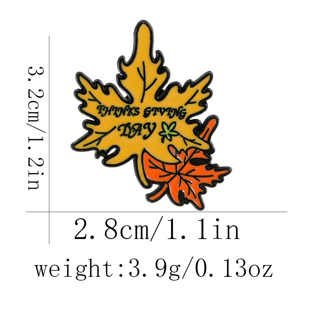 Cute Cartoon Thanksgiving Enamel Brooch Creative Animal Hedgehog Pumpkin Turkey Lapel Pin Badge Backpack Clothing Accessories