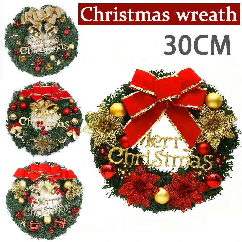 Christmas Wreath for Front Door Window Wall Christmas Garland Ornament  Decorations 30CM Hotel Shopping Mall Christmas Pendant