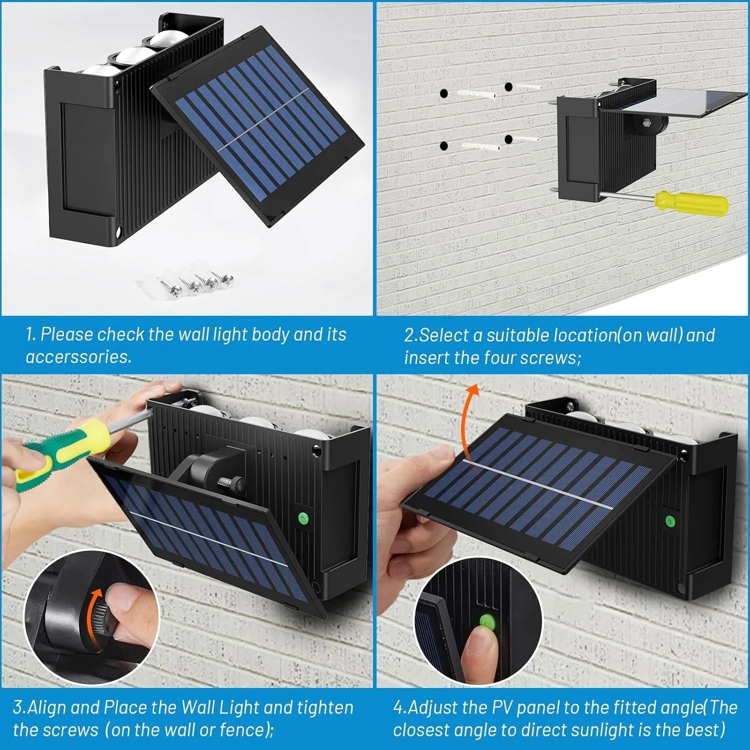 Solar Wall Light Outdoor - Up Down Light, Waterproof Solar Wall Washing Lights Outdoor,Aluminum Housing for Yard Deck Garden