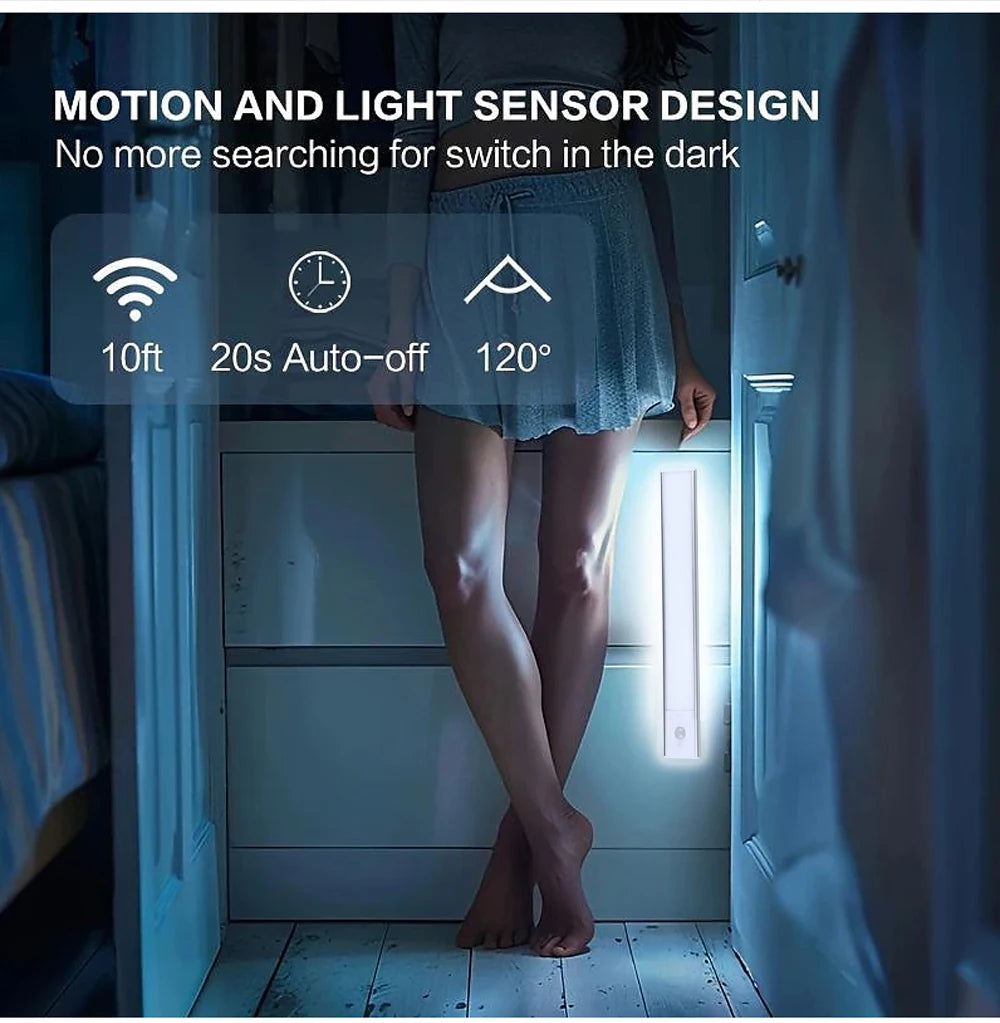 Cabinet Lights Motion Sensor LED Wireless USB Under Ultra Thin Night Light For Kitchen Cabinet Bedroom Wardrobe Indoor Lighting