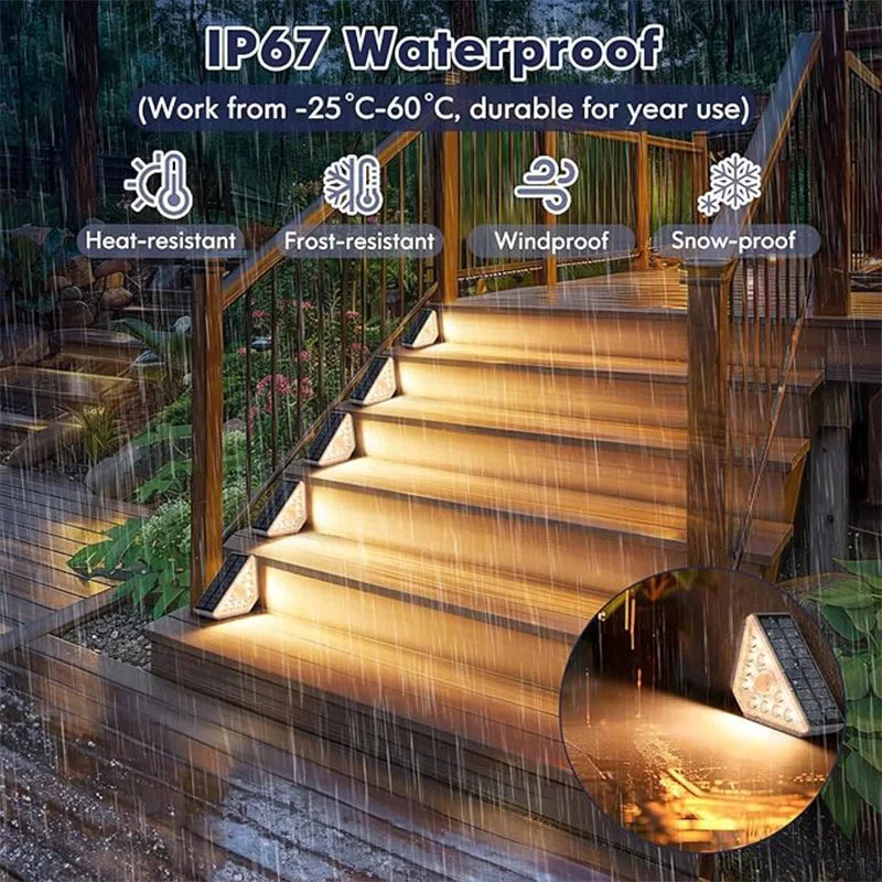 LED Solar Stair Light Lamp Motion Sensor Waterproof Passage Courtyard Guardrail Step Night Light for Outdoor Garden Terrace