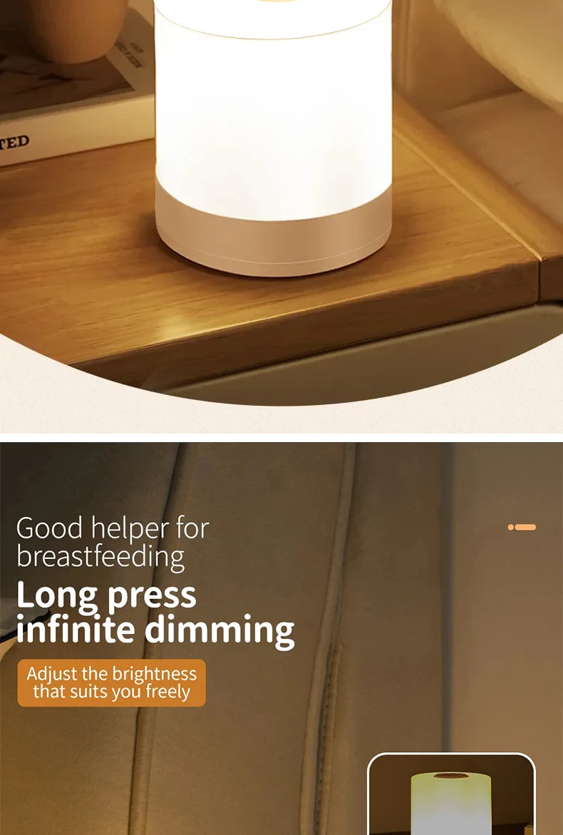 Kids Night Light Led Touch Sensor Light Stepless Dimmable Beside Lamp USB Charging Table Lamp Baby Night Lamp for The Bedroom