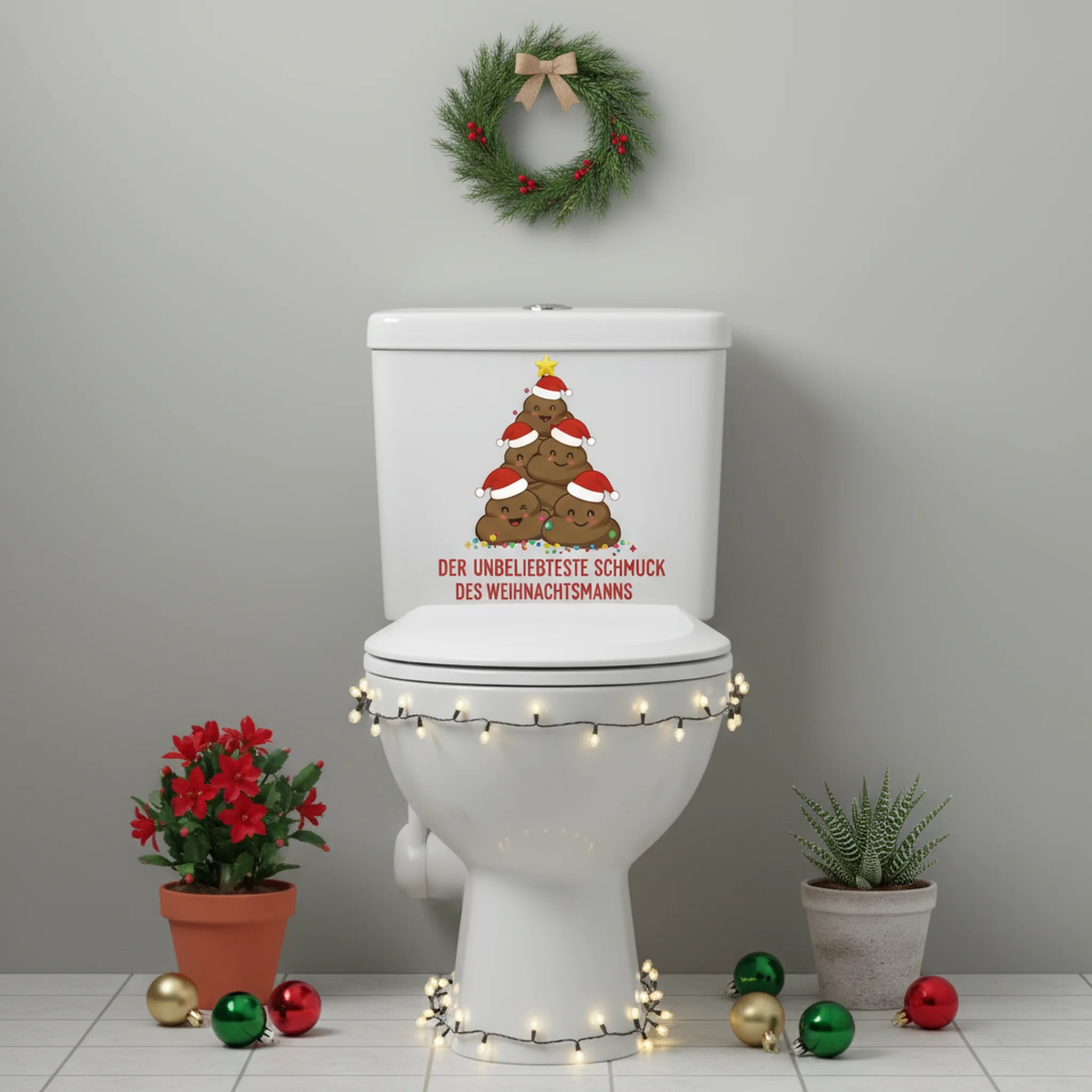 Self-adhesive waterproof stickers poof tree bathroom decoration Christmas toilet lid easy to install/remove