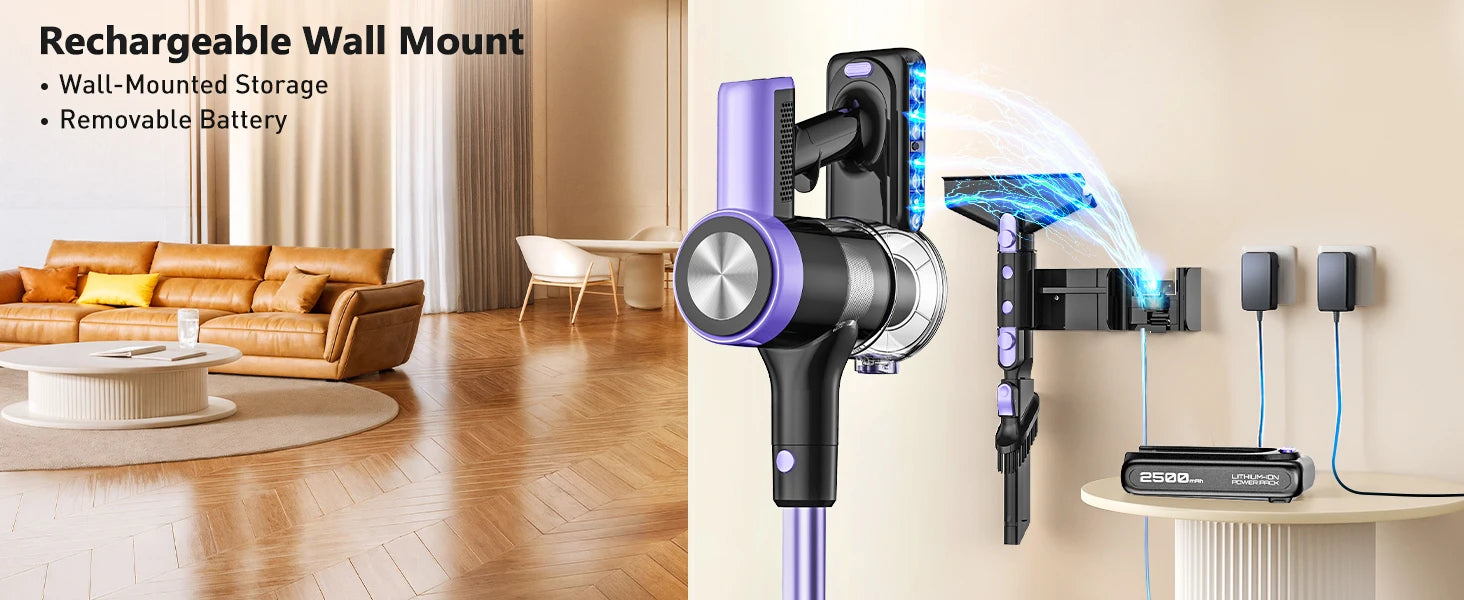 500W/46KPA Self-Standing Cordless Vacuum Cleaner,60 Mins Handheld Vacuum Cleaners,Smart LED Screen Vacuum for Carpet/Pet Hair
