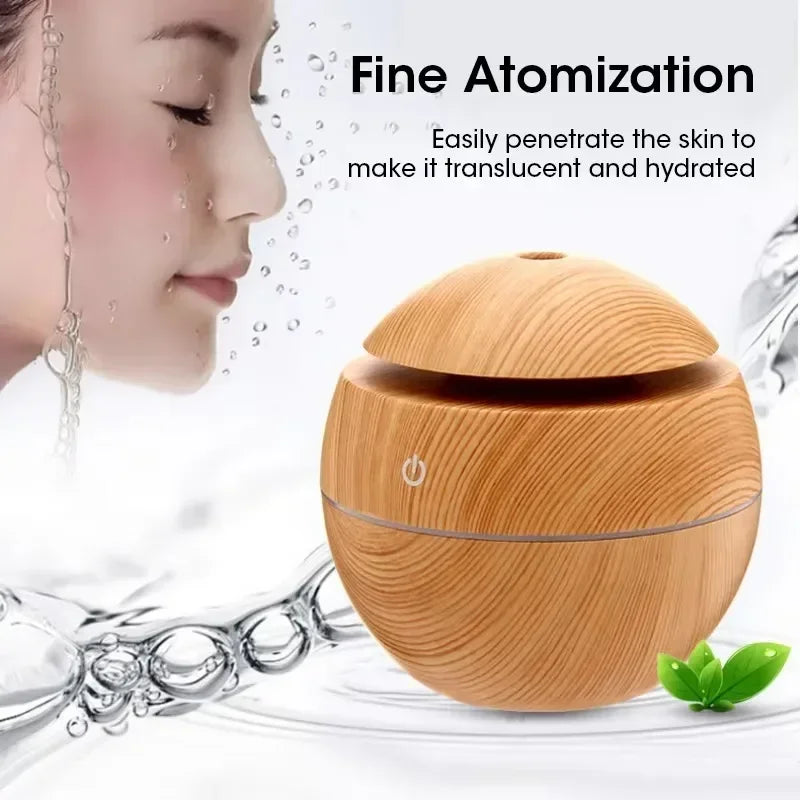 Mini Woodgrain Ultrasonic Humidifier USB Essential Oil Diffuser Portable Desktop Aromatherapy Air Humidifier for Home Office Use