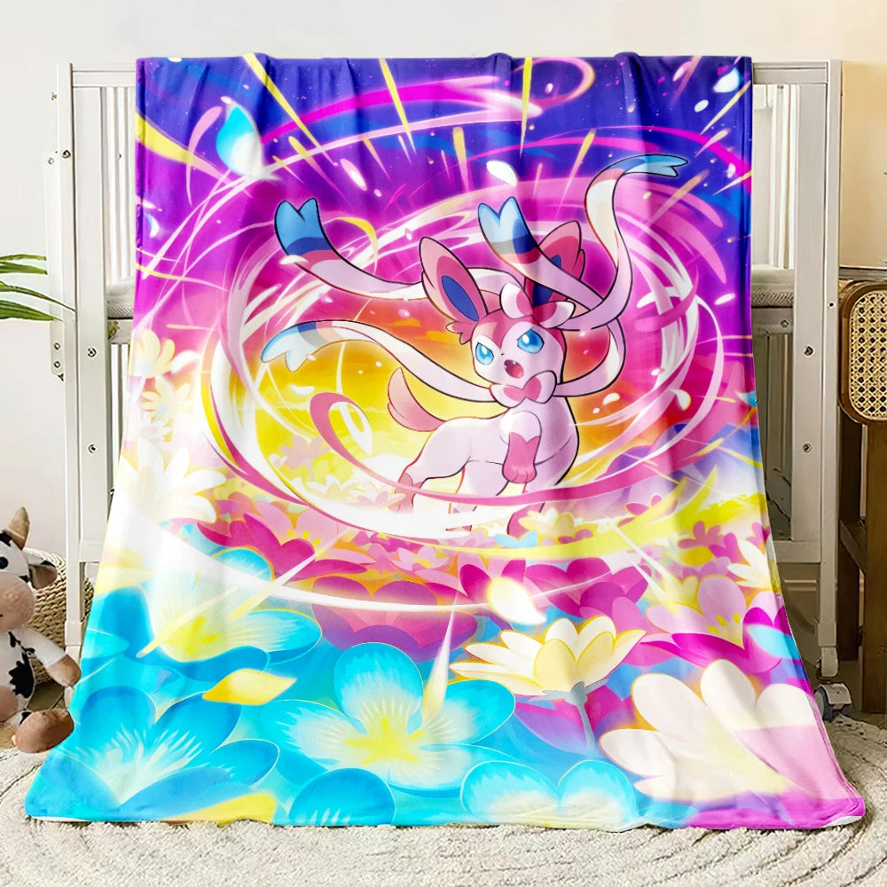 Pok É Mon Themed Printed Flannel Blanket for Bedrooms, Living Rooms, Sofas Blankets, Offices, Lunch Breaks, Picnics, Etc