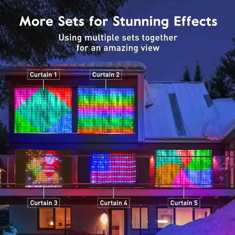 USB DC5V WS2812B Smart Led String Christmas Lights Bluetooth Music App Control RGBIC Curtain LED Addressable Party Decoration