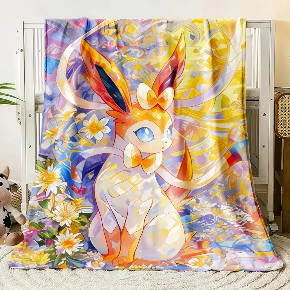 Pok É Mon Themed Printed Flannel Blanket for Bedrooms, Living Rooms, Sofas Blankets, Offices, Lunch Breaks, Picnics, Etc