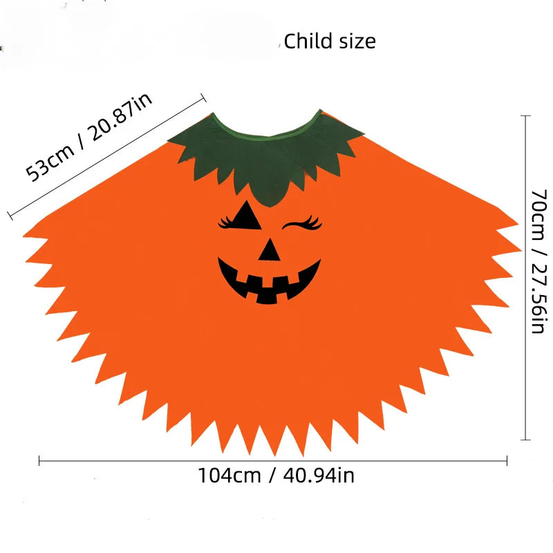 2PCS Halloween Pumpkin Costume for Women Girls Glow in the Dark Pumpkin Poncho with Headwear Unisex Party Clothes