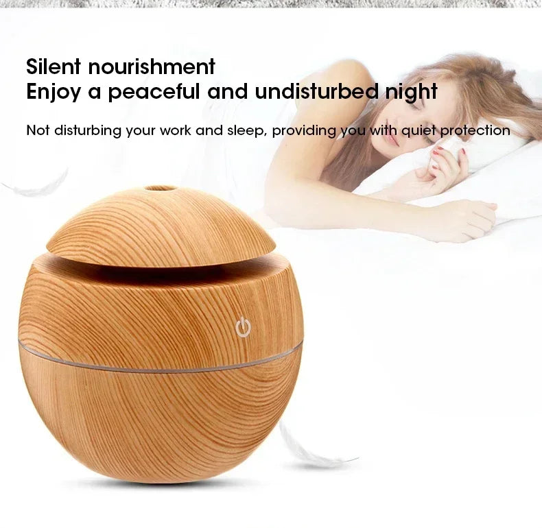 Mini Woodgrain Ultrasonic Humidifier USB Essential Oil Diffuser Portable Desktop Aromatherapy Air Humidifier for Home Office Use