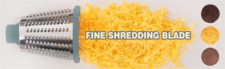 3-in-1 Rotary Cheese/Vegetable Grater & Nut Grinder, Manual Kitchen Slicer with Clear Container for Peanut/Food Prep