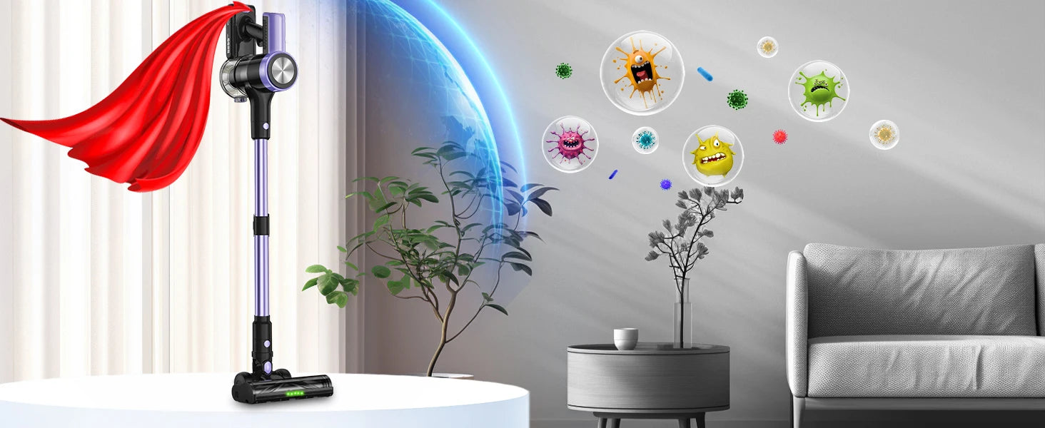 500W/46KPA Self-Standing Cordless Vacuum Cleaner,60 Mins Handheld Vacuum Cleaners,Smart LED Screen Vacuum for Carpet/Pet Hair