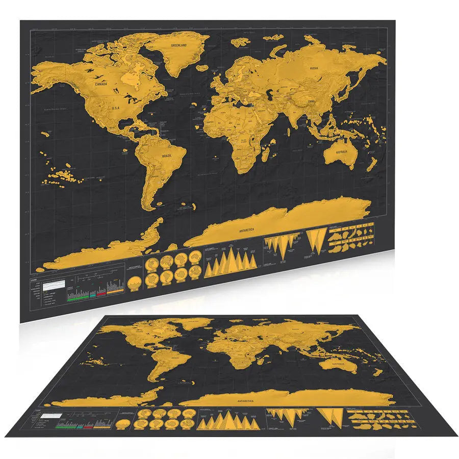 Deluxe Global Scratch Off Maps | Travel Maps To Track Travels Wall Maps For Room & Office Decor | Travel Journal Poster as Gifts