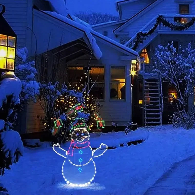 Animated LED Snowman Ornament with Glitter Light for Christmas and Holiday Party Winter Garden Yard Outdoor Decor