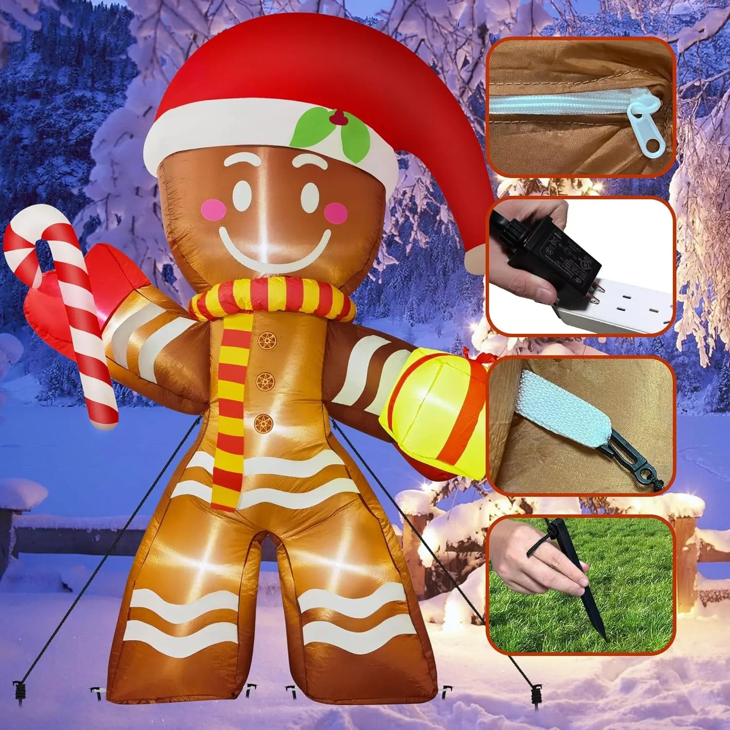 Christmas Inflatable Decoration Toy Built-in LED Lights Inflatable Model Ornament Xmas Party New Year Garden Indoor Outdoor Deco