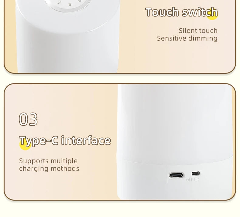 Kids Night Light Led Touch Sensor Light Stepless Dimmable Beside Lamp USB Charging Table Lamp Baby Night Lamp for The Bedroom