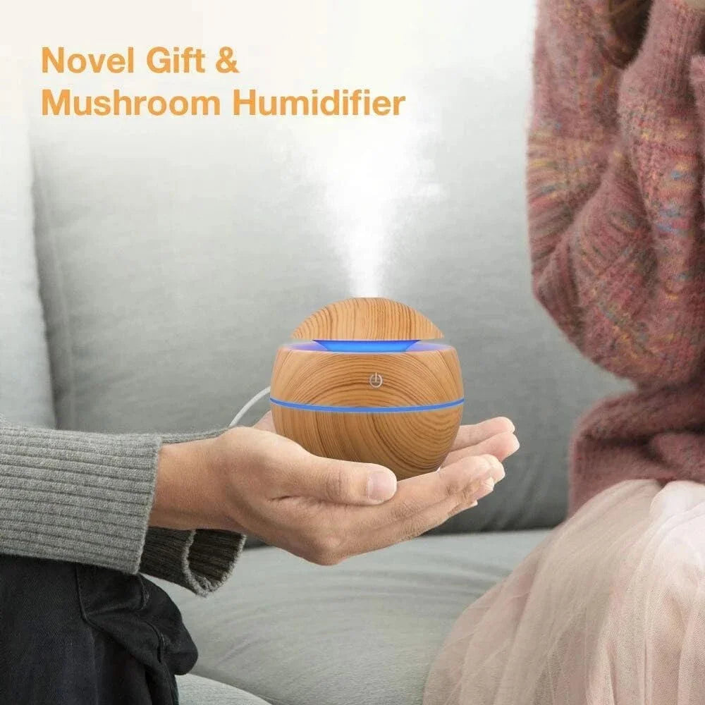 Mini Woodgrain Ultrasonic Humidifier USB Essential Oil Diffuser Portable Desktop Aromatherapy Air Humidifier for Home Office Use