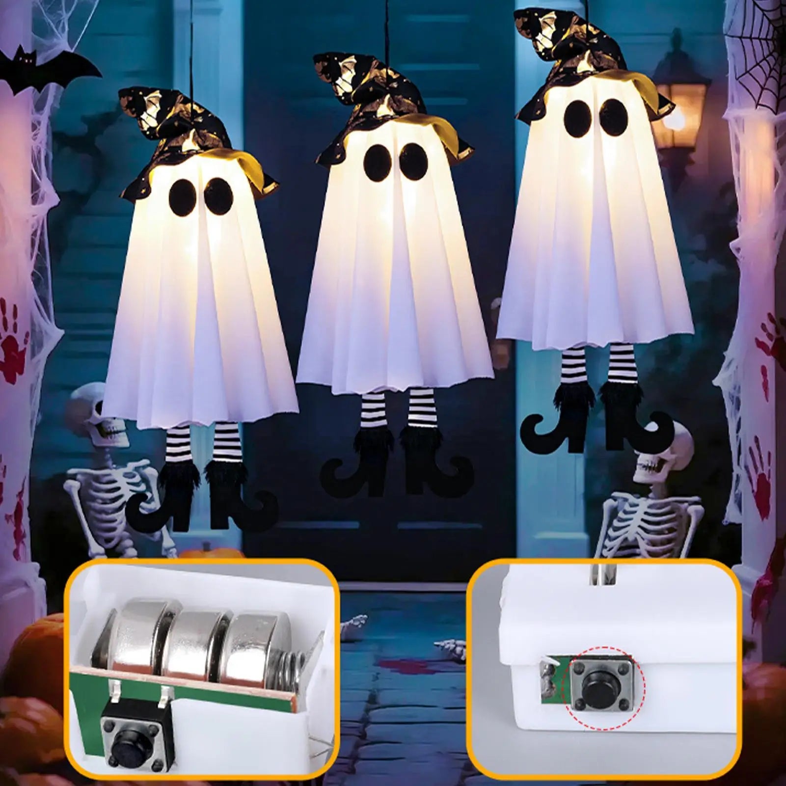 Halloween Decor LED Light Up Witch Ghost for Halloween Party Home Indoor Outdoor Yard Decoration Scary Hanging Ornaments Gift