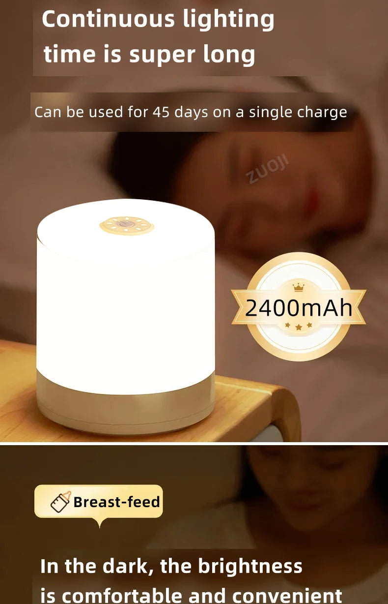 Kids Night Light Led Touch Sensor Light Stepless Dimmable Beside Lamp USB Charging Table Lamp Baby Night Lamp for The Bedroom