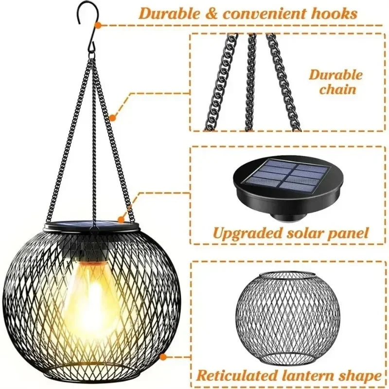 Solar Lantern Outdoor, Solar Lights for Outside Decorative Outdoor Hanging Lights Waterproof Solar Lanterns, yard garden lamp